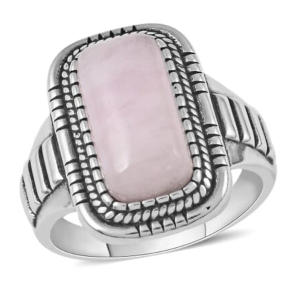 0 Jewelry - Marropino Morganite Cushion Ring in Black Oxidized Silvertone (Size 8.0)
